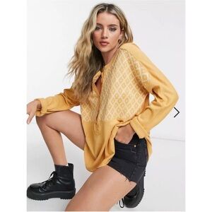 Free people Free Spirit We the free embroidered Henley long sleeve top S